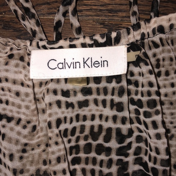 Calvin Klein Printed Sheer Peplum Top - Picture 8 of 8